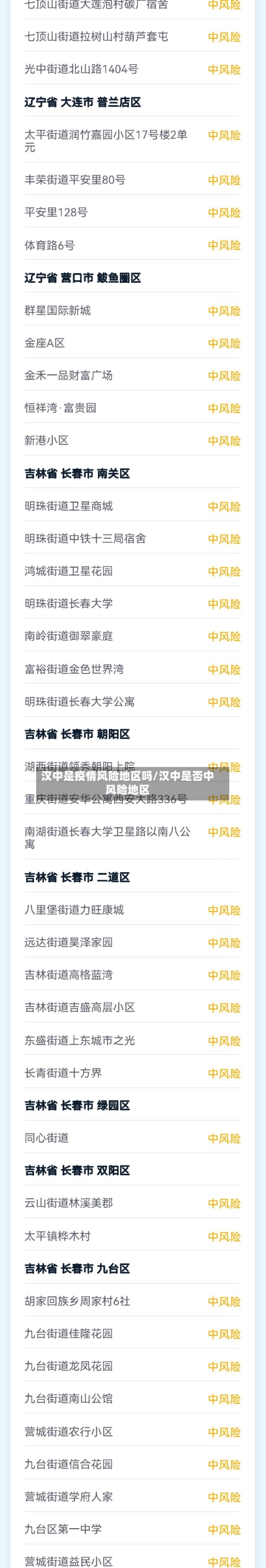 汉中是疫情风险地区吗/汉中是否中风险地区