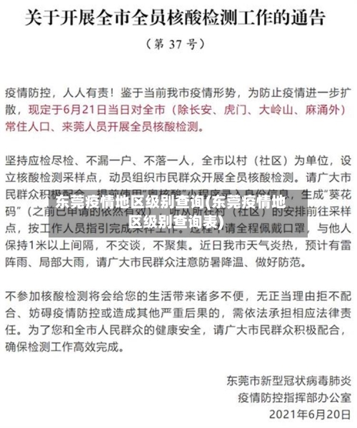 东莞疫情地区级别查询(东莞疫情地区级别查询表)